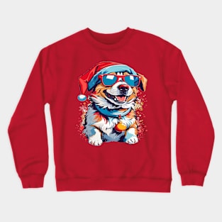 Christmas dog waring Christmas hat Crewneck Sweatshirt